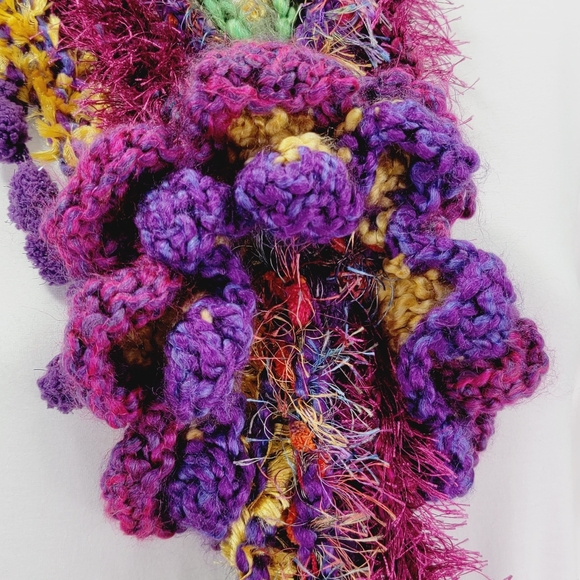 Funky Lady Artsy Unique One-of-a-kind Handmade Flower Scarf - Picture 6 of 12